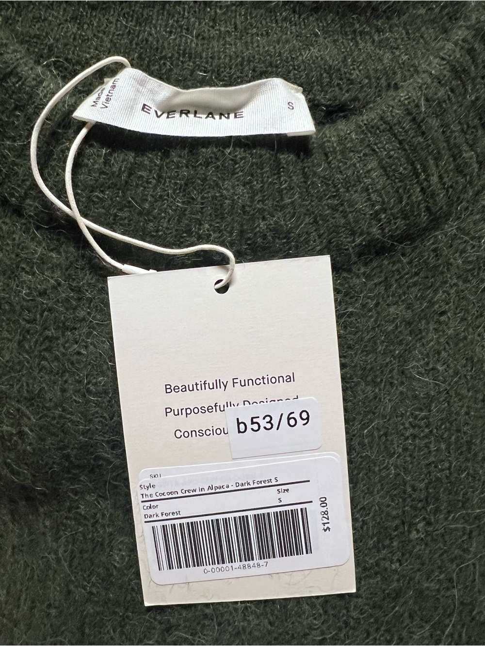 Everlane The Cocoon Crew Neck Sweater In Alpaca Dark Forest Size S NWT - Picture 9 of 9